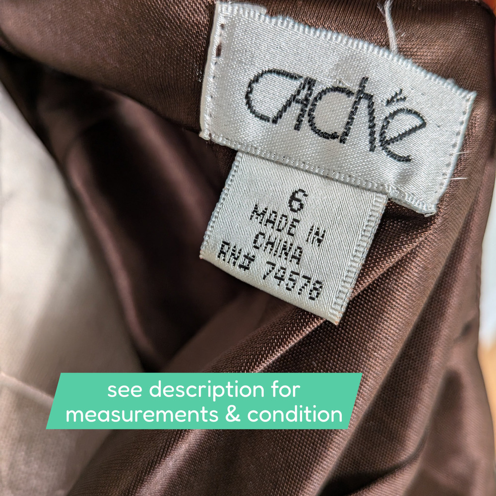 Vintage Cache Silk Midi Dress Cocktail Gown 6 Brown Lace Fairy Grunge 90sY2K - Picture 12 of 16